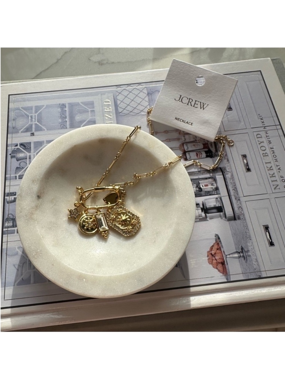 New! J.Crew Gold Plated Carabiner Charm Necklace NWT - Picture 3 of 4